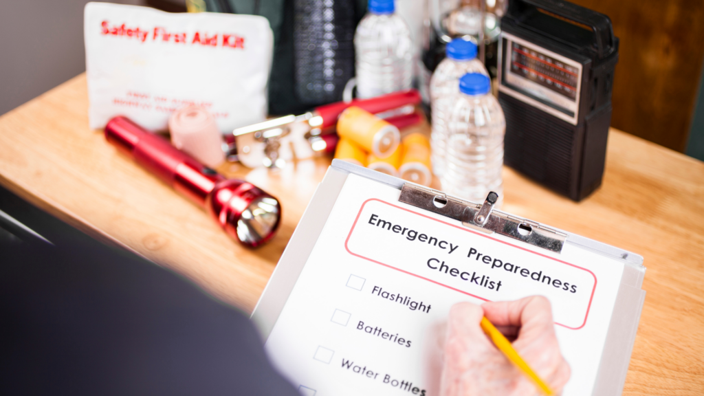 emergency preparedness checklist on a clipboard