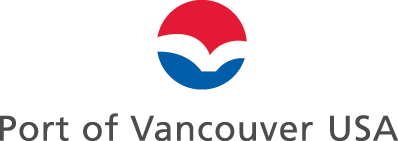 A red, white and blue circle over the text Port of Vancouver USA