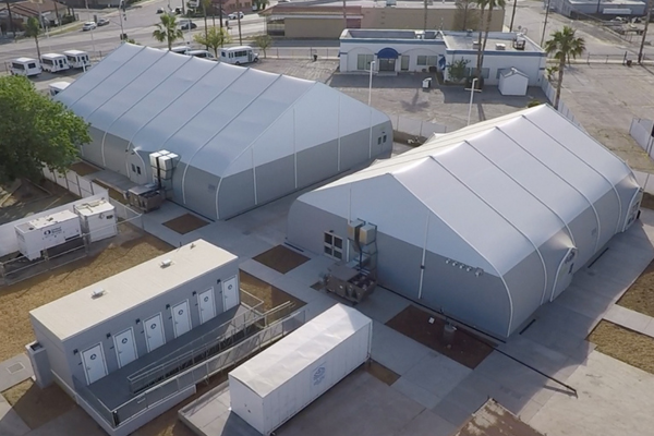 Example of a tension fabric structure used for a shelter in another community